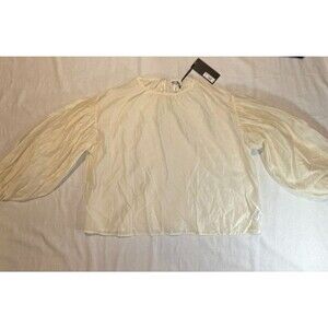 NWT Future Collective Cream Sheer Balloon Sleeve Cropped Womens XL